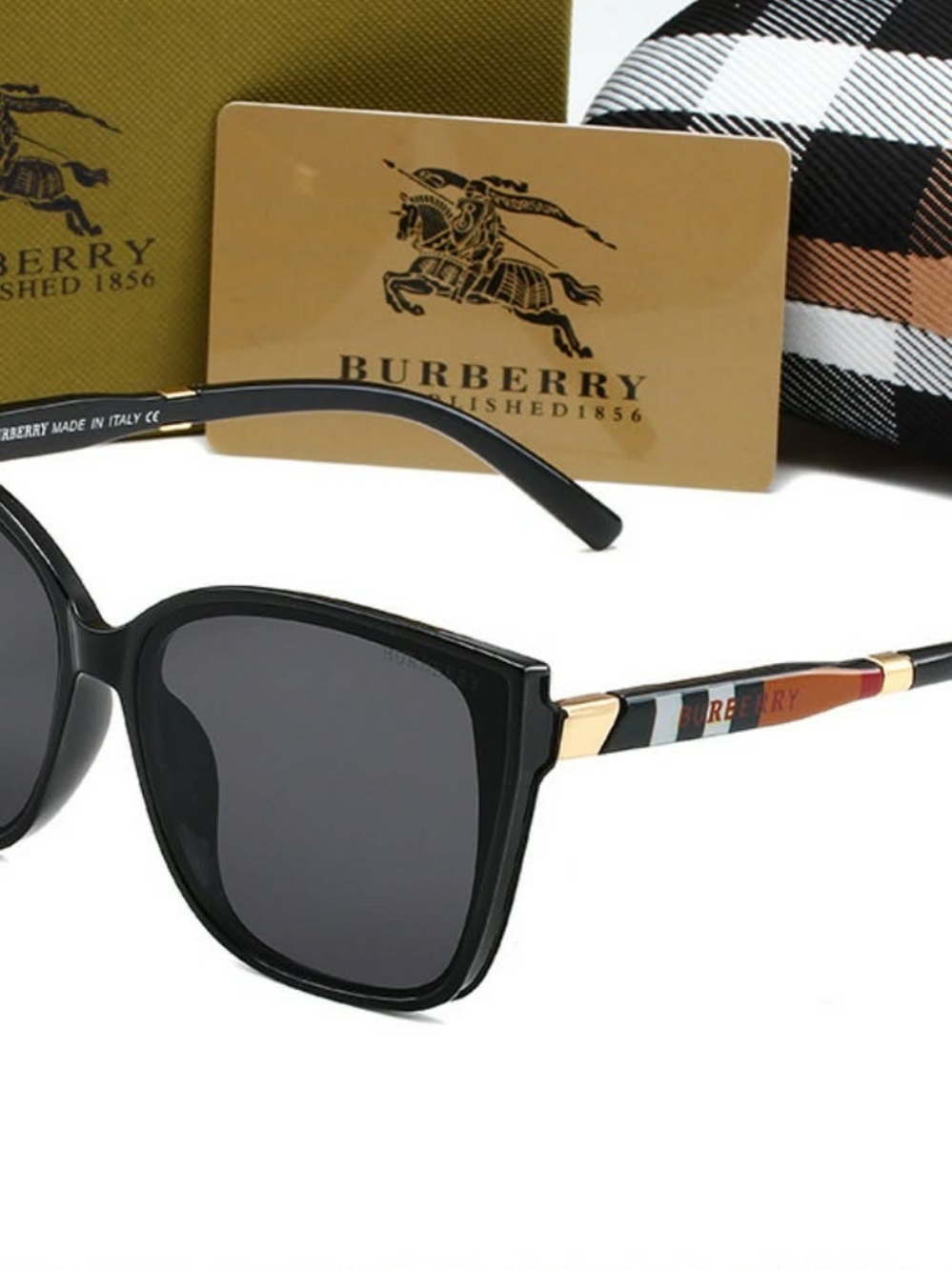 T.La Black Sunglasses with Gold and Multicolor Temple Accents